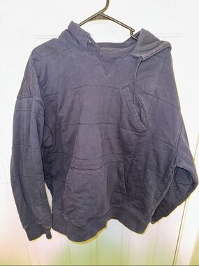 Saturdays New York City NYC quilted pullover hoodie sweatshirt navy large
